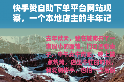 快手赞自助下单平台网站观察，一个本地店主的半年记录