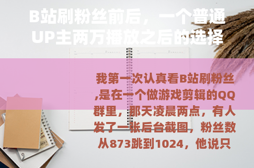 B站刷粉丝前后,一个普通UP主两万播放之后的选择 B站刷粉丝前后,一个普通UP主两万播放之后的选择