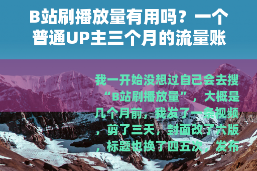 B站刷播放量有用吗？一个普通UP主三个月的流量账本