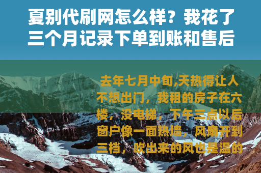 夏别代刷网怎么样？我花了三个月记录下单到账和售后过程