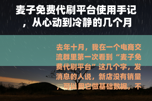 麦子免费代刷平台使用手记，从心动到冷静的几个月