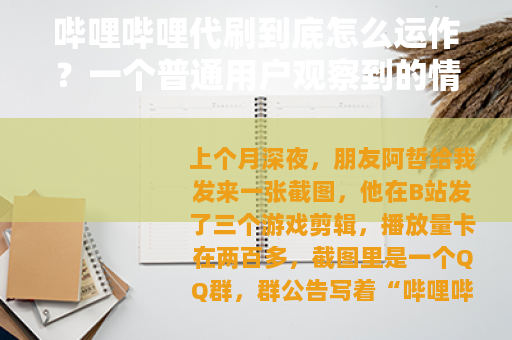 哔哩哔哩代刷到底怎么运作？一个普通用户观察到的情况