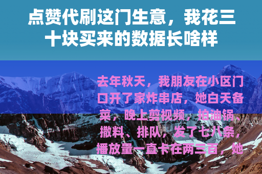 点赞代刷这门生意，我花三十块买来的数据长啥样