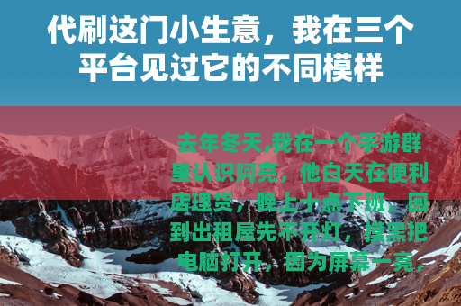 代刷这门小生意，我在三个平台见过它的不同模样