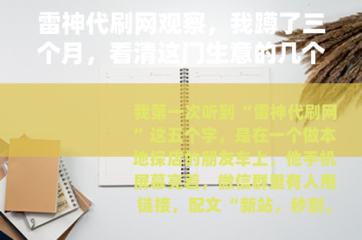 雷神代刷网观察，我蹲了三个月，看清这门生意的几个侧面