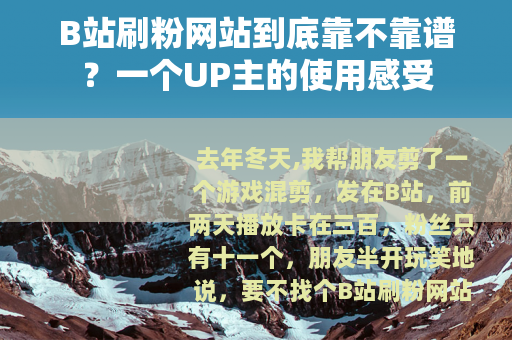 B站刷粉网站到底靠不靠谱？一个UP主的使用感受