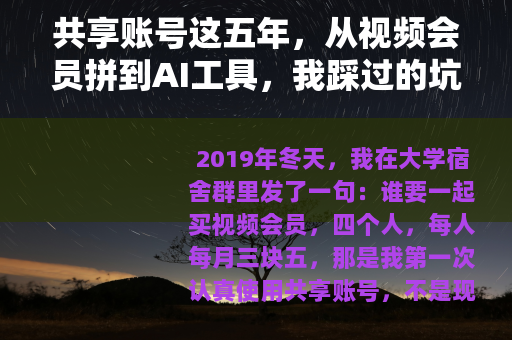共享账号这五年，从视频会员拼到AI工具，我踩过的坑和学会的边界