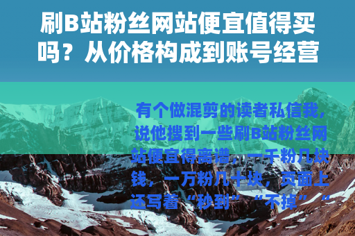 刷B站粉丝网站便宜值得买吗？从价格构成到账号经营