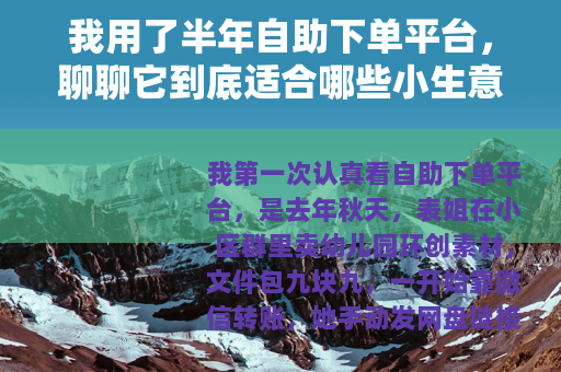 我用了半年自助下单平台，聊聊它到底适合哪些小生意场景