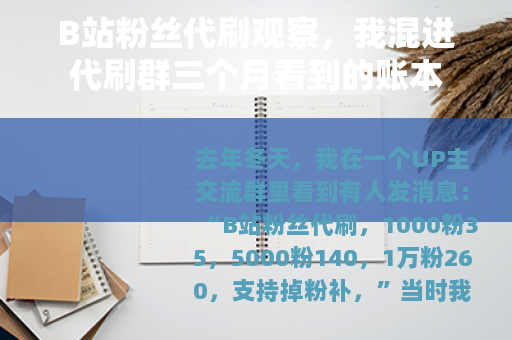 B站粉丝代刷观察，我混进代刷群三个月看到的账本