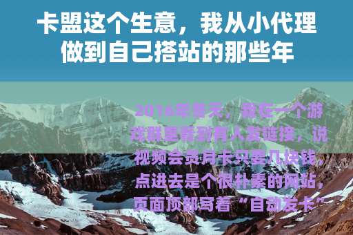 卡盟这个生意，我从小代理做到自己搭站的那些年