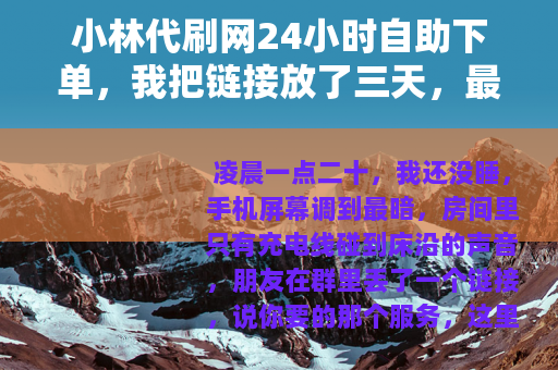 小林代刷网24小时自助下单，我把链接放了三天，最后删了