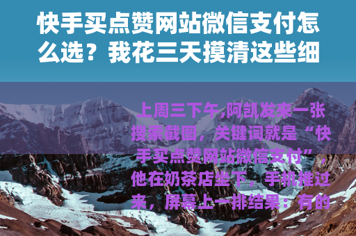 快手买点赞网站微信支付怎么选？我花三天摸清这些细节
