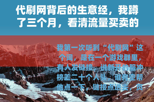 代刷网背后的生意经，我蹲了三个月，看清流量买卖的日常