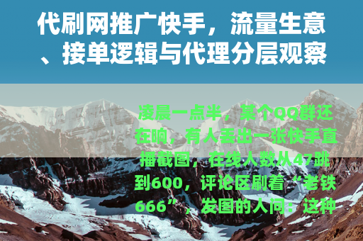 代刷网推广快手，流量生意、接单逻辑与代理分层观察