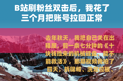 B站刷粉丝双击后，我花了三个月把账号拉回正常