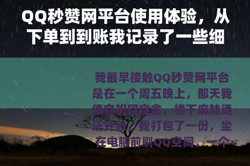 QQ秒赞网平台使用体验，从下单到到账我记录了一些细节