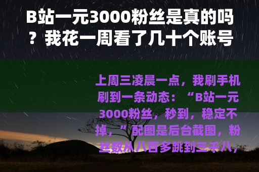 B站一元3000粉丝是真的吗？我花一周看了几十个账号