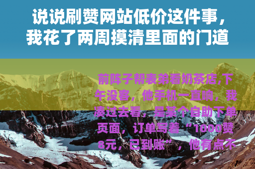 说说刷赞网站低价这件事，我花了两周摸清里面的门道