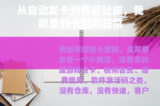 从自动发卡到售后扯皮，我眼里的卡盟网日常
