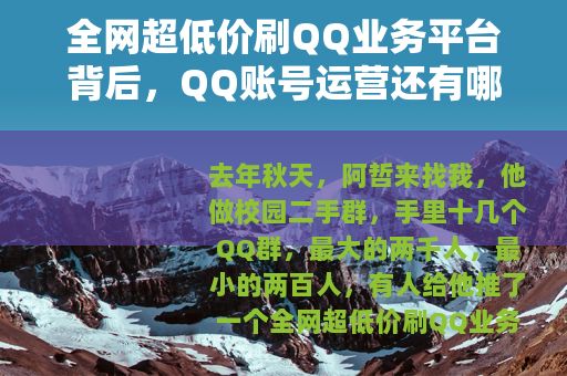 全网超低价刷QQ业务平台背后，QQ账号运营还有哪些路可走