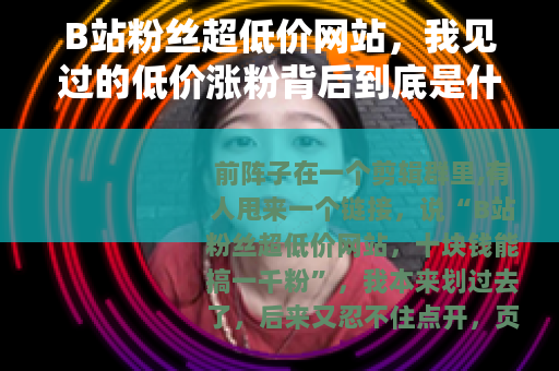 B站粉丝超低价网站，我见过的低价涨粉背后到底是什么