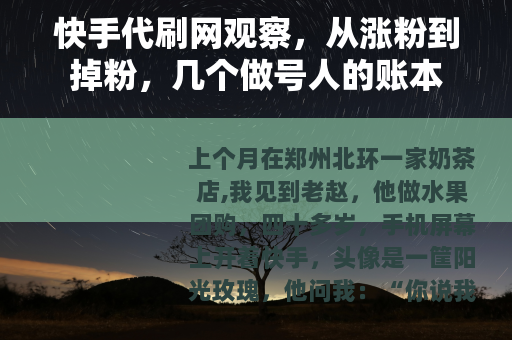 快手代刷网观察，从涨粉到掉粉，几个做号人的账本