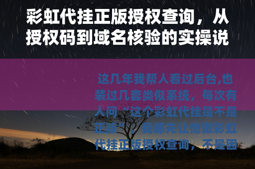 彩虹代挂正版授权查询，从授权码到域名核验的实操说明
