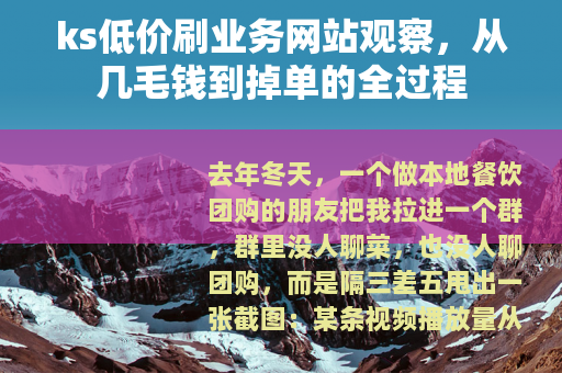 ks低价刷业务网站观察，从几毛钱到掉单的全过程