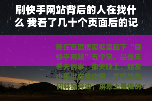 刷快手网站背后的人在找什么 我看了几十个页面后的记录