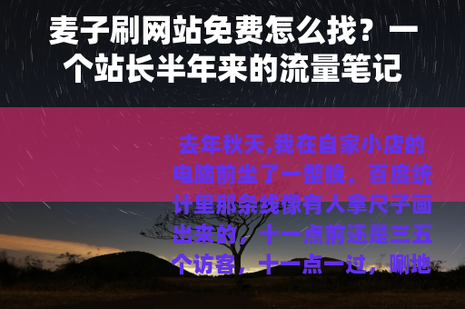 麦子刷网站免费怎么找？一个站长半年来的流量笔记