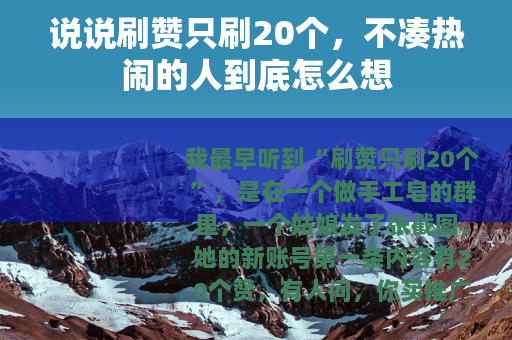 说说刷赞只刷20个，不凑热闹的人到底怎么想