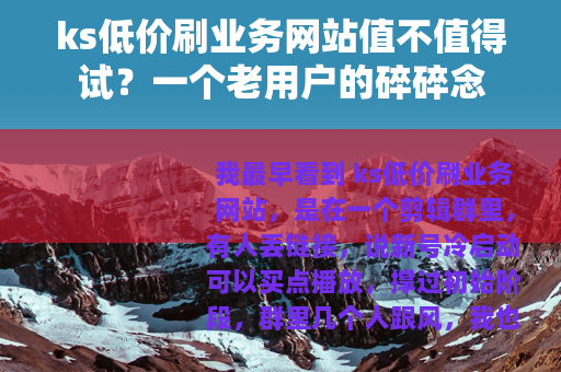 ks低价刷业务网站值不值得试？一个老用户的碎碎念