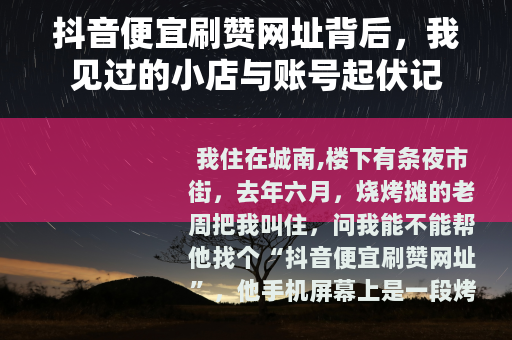 抖音便宜刷赞网址背后，我见过的小店与账号起伏记