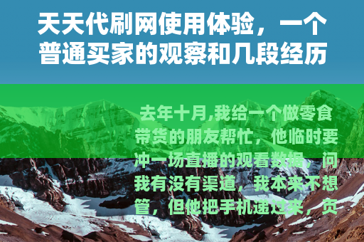 天天代刷网使用体验，一个普通买家的观察和几段经历