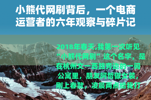 小熊代网刷背后，一个电商运营者的六年观察与碎片记录