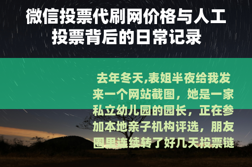 微信投票代刷网价格与人工投票背后的日常记录