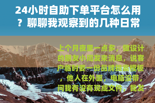 24小时自助下单平台怎么用？聊聊我观察到的几种日常场景