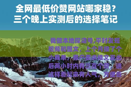 全网最低价赞网站哪家稳？三个晚上实测后的选择笔记