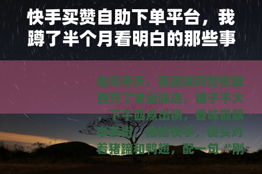 快手买赞自助下单平台，我蹲了半个月看明白的那些事