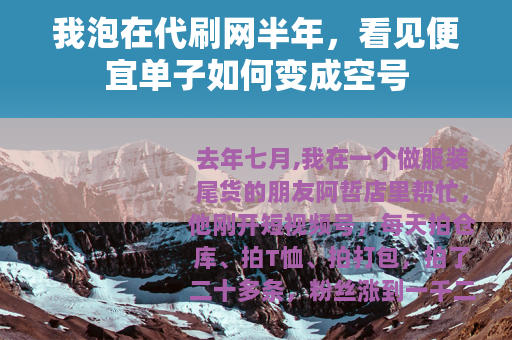 我泡在代刷网半年，看见便宜单子如何变成空号