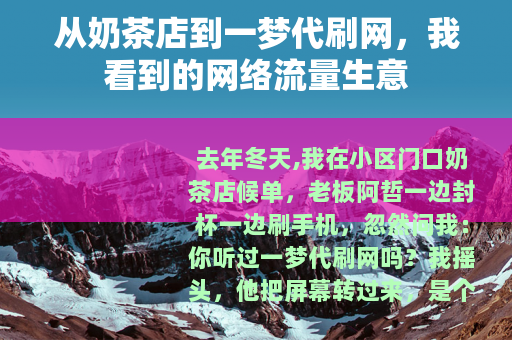 从奶茶店到一梦代刷网，我看到的网络流量生意