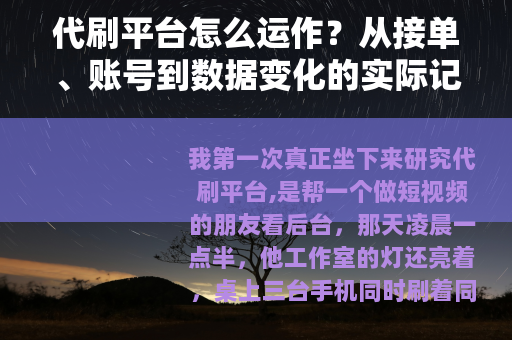 代刷平台怎么运作？从接单、账号到数据变化的实际记录