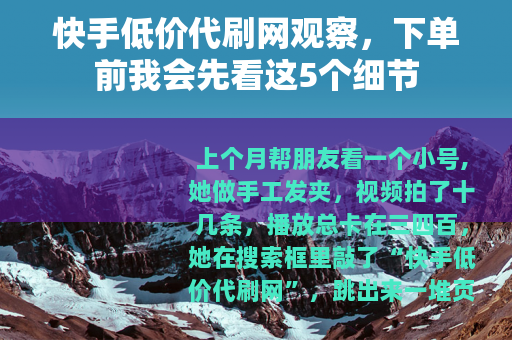 快手低价代刷网观察，下单前我会先看这5个细节