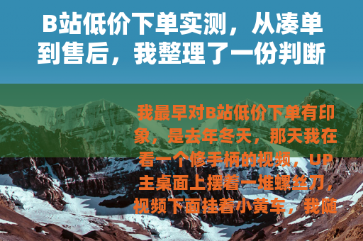 B站低价下单实测，从凑单到售后，我整理了一份判断清单