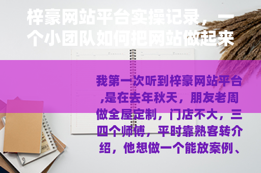 梓豪网站平台实操记录，一个小团队如何把网站做起来