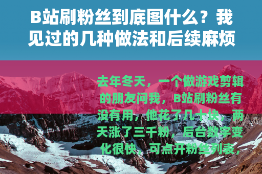 B站刷粉丝到底图什么？我见过的几种做法和后续麻烦