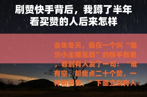 刷赞快手背后，我蹲了半年看买赞的人后来怎样