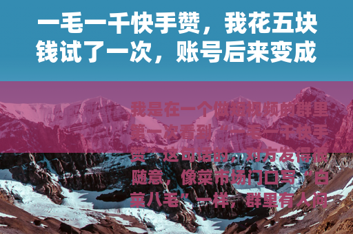 一毛一千快手赞，我花五块钱试了一次，账号后来变成这样