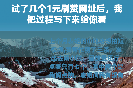 试了几个1元刷赞网址后，我把过程写下来给你看